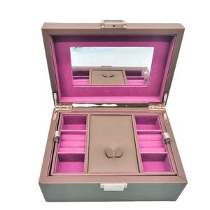 Custom Logo PU Leather Small Travel <b>Jewelry</b> <b>Box</b> Organizer <b>Velvet</b> Jewellery Storage Case for Ring Earring Necklace Gift Packaging - Product Image 2