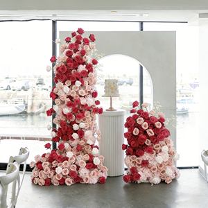 Décoration de mariage romantique en gros : Arche de fleurs artificielles en soie blanches, roses et rouges, toile de fond et tour à gâteaux pour cérémonie de mariage et fête - Product Image 1