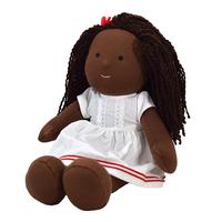 Poupée africaine en tissu doux en peluche noire à cheveux naturels amovibles personnalisée de 32 cm