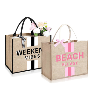 <span class=keywords><strong>Sac</strong></span> de plage <span class=keywords><strong>en</strong></span> <span class=keywords><strong>jute</strong></span> avec motif lettres, poignée <span class=keywords><strong>en</strong></span> corde de coton, imperméable, réutilisable, <span class=keywords><strong>sac</strong></span> fourre-tout personnalisé - Product Image 1
