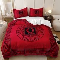 Parure de lit moderne à imprimé lignes géométriques dorées, housse de couette noire de luxe en microfibre pour chambre d'homme