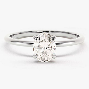 Nhẫn đính hôn kim cương cắt hình bầu dục 1-2 CT Nhẫn kim cương vàng rắn <span class=keywords><strong>14k</strong></span> 18K Nhẫn kim cương Solitaire 4-prong - Product Image 1