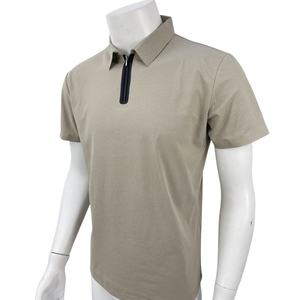 Poliéster sin costuras Spandex Mezclas Cremallera Diseño Solapa Manga corta Polo deportivo para hombres Fitness - Product Image 3