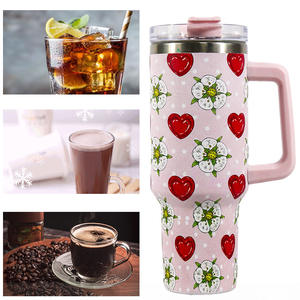 Vaso de Acero Inoxidable de 40 oz con Diseño de Corazón de Dibujos Animados, Personalizado, para Niños, para Viajes al Aire Libre, con Tapa y Pajita, Estilo Chino, 5 Colores Disponibles - Product Image 4