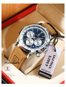 <span class=keywords><strong>Montre</strong></span> à quartz de luxe pour homme <span class=keywords><strong>POEDAGAR</strong></span> 921, 3 cadrans, chronographe lumineux, <span class=keywords><strong>montre</strong></span>-bracelet de style business, bracelet en caoutchouc élégant, calendrier en cuir - Product Image 5