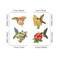 Broche Colibri Hibiscus en Alliage de Zinc Émaillé, Épingle de Revers Colorée à Motif Floral, Bijou Décoratif pour Vêtements Féminins, Cadeau Tendance