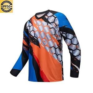 เสื้อยืดแขนยาวผู้ชาย พิมพ์โลโก้ได้ ระบายอากาศ แห้งเร็ว ป้องกันรังสียูวี UPF 50 สำหรับขี่มอเตอร์ไซค์และแข่งรถ - Product Image 3