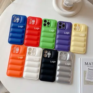 Mobile Phone Case For iPhone 15 14 13 12 Mini 11 X XS Max XR 7 8 6 Plus Ins White Label Puffer Soft TPU Cover