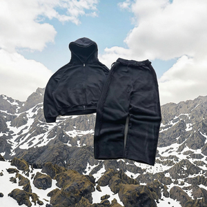 ชุดเซ็ตเสื้อฮู้ดดี้โอเวอร์ไซส์แบบสวมหัวและกางเกงขายาวทรงกว้างผ้าถักคุณภาพสูงสำหรับฤดูใบไม้ร่วง - Product Image 3