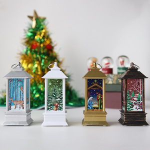 Lanterne à vent artisanale, cadeau de Noël, belle, peinte, petites lumières LED, décoration de la veille de Noël - Product Image 2