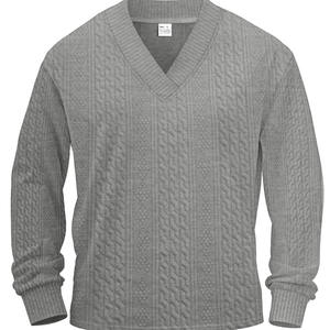 เสื้อสเวตเตอร์ถักลายแจ็คการ์ดคอวีทรงหลวมสำหรับผู้ชาย แขนยาว ใส่สบายๆ สำหรับฤดูใบไม้ร่วง - Product Image 5