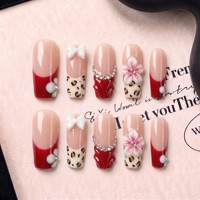 Fournitures pour salons de manucure : Faux ongles à presser faits main, forme carrée courbée French 3.0, couvrance totale, PMMA, personnalisables OEM, 10 pièces
