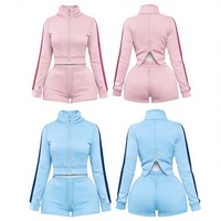 Nouvelle Collection OEM : Ensemble Short et Veste Zippée à Col, Style Populaire, Logo Personnalisé, pour Femme