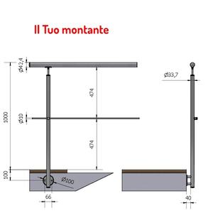 VERTICAL Ø 33,7 1 SATÉN-ACABADO AISI 304 TRANSVERSAL DE ACERO INOXIDABLE FIJACIÓN LATERAL TRANSVERSAL EXTERNO ALTURA Balaustradas Pasamanos - Product Image 1