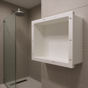 Niche de douche encastrée blanche 16,1''x14,2''x3,9'', étagère de salle de bain en plastique étanche, rectangulaire à un seul niveau - Product Image 2