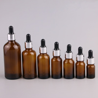 Bouteilles compte-gouttes en verre ambré pour huiles essentielles 5ml 10ml 20ml 30ml 50ml 100ml avec bouchons noirs et compte-gouttes en verre pour l'aromathérapie
