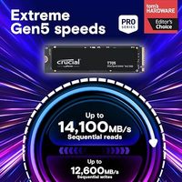 Cru-ical 2024 T705 4TB PCIe Gen5 NVMe M.2 SSD up 14,100 MB/dtk Internal Solid State Drive untuk Desktop PC Model SSD SSD