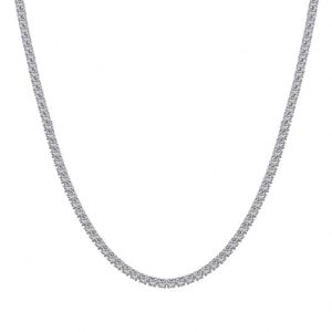 Dylam Stylish Design Hypoallergenic 925 Sterling Silver Rhodium Plated 2mm 5A Cubic Zirconia <b>Tennis</b> <b>Necklace</b> for Women - Product Image 3