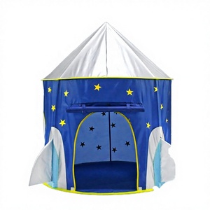 Tente de plage pliable quatre saisons Kenpuaz pour bébés, château spatial étoilé pour garçons, piscine à balles avec projection d'images, bleue - Product Image 1