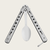 Couteau, fourchette et cuillère pliants en métal haute résistance pour le camping en plein air, vente en gros