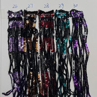 WTT-015 Ruban à paillettes multicolore de 15 cm de long, franges à sequins intégrés pour robe de danse, jupe et ourlet de vêtement pour femme