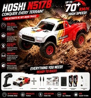 HOSHI N517B Frenzy, Coche RC con Motor sin Escobillas a Escala 1:12, 70 KM/H, 4x4, Alta Velocidad, RTR, Modelo DIY, Todoterreno, Camionetas RC, Regalos para Niños
