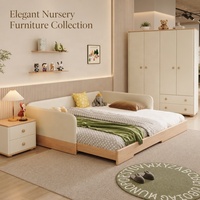 KUKU Massivholz Kinderbett Schlafsofa mit Weich Gepolstertem Schutzgeländer Modernes Minimalistisches Einzelbett für Kinder Nordisches Möbelstück