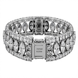 Bracelet manchette en platine serti de moissanite, plaqué rhodium, bijou de luxe pour femme, cadeau de fête - Product Image 1