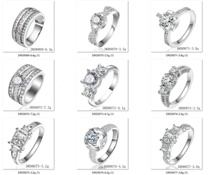 Juego de Anillos de Compromiso de Plata de Ley 925 con Circonita Cúbica en Forma de Corazón, Anillos de Moda al por Mayor para Mujer - Product Image 6