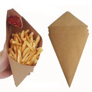 Wholesale French Fries Cone Chicken Disposable Kraft Paper Cup