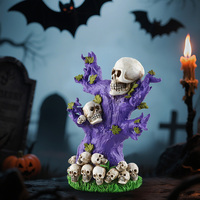 Figurine en résine de fantôme violet d'Halloween en gros, statue de squelette, ornement de bureau, décoration de table pour fête à domicile, cadeau de vacances