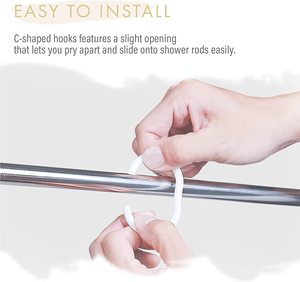 48 pièces C Forme En Plastique <span class=keywords><strong>Blanc</strong></span> Bain Douche <span class=keywords><strong>Rideau</strong></span> Boucle Clip Cintre Crochets Anneaux - Product Image 6
