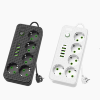 Multiprise industrielle UE 3/5 prises avec protection contre les surtensions, 4 ports USB-A et 1 port USB-C, indice de protection IP22