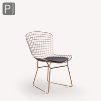 Chaise d'appoint Bertoia, chaise de designer italienne, chaise de loisirs en cuir, chaise de salle à manger en métal et en maille