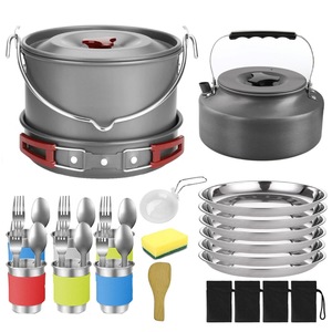 Juego de utensilios de cocina para exteriores de 6L, equipo de camping plegable portátil con olla, hervidor, platos y utensilios para 6 personas, para uso en exteriores. - Product Image 2