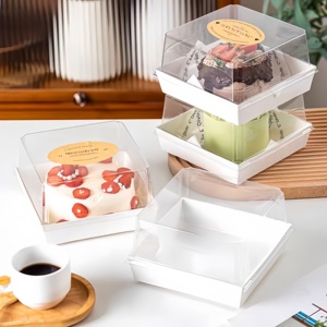 Boîte à emporter en papier kraft avec couvercle pour sushis, desserts et gâteaux, gaufrage et revêtement UV, recyclable, transparente et épaisse - Product Image 1