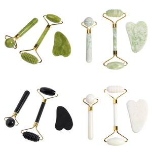 <span class=keywords><strong>Pietra</strong></span> di giada naturale viso Beauty Set Xiuyan Jade Roller e Gua Sha massaggiatore per il viso strumento per Anti invecchiamento - Product Image 1
