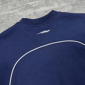 Fashion High Quality Drop Shoulder Hoodie Custom Logo Embroidered French Terry Sweatshirt Oversized <b>Crewneck</b> Men's Sweatshirt - Product Image 4