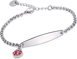 Pulsera con Símbolo Médico de Acero Inoxidable, Chapada en Oro de 18K, Grabado Láser Personalizado, Placa de Identificación en Blanco, <span class=keywords><strong>Regalo</strong></span> de Graduación para Enfermeras y Doctoras - Product Image 3