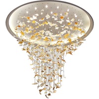 Lustres suspendus en verre de grande taille pour hall d'hôtel, luminaires LED modernes personnalisés en forme de feuille d'érable pour escaliers et salons de manucure
