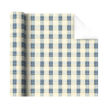 Bedrucktes Verpackungspapier, Vintage Blau-Beige Kariertes Gingham Dekoratives Geschenkpapier für Geschenke & Hamsterbox-Verpackung
