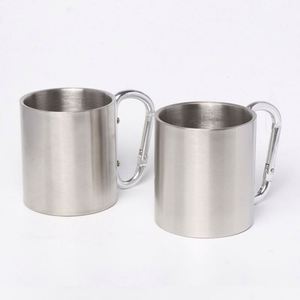 Mug de camping portable et durable en acier inoxydable de 300 ml (10 oz) avec poignée mousqueton et logo personnalisé pour l'entraînement et le team building en extérieur - Product Image 4