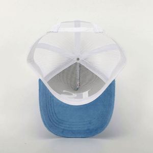 OEM Custom High Quality 5 Panel Men Women Fashion 3D Embroidery Logo Sky Blue Velvet Mesh Snap Back Cap Gorras Trucker <b>Hat</b> - Product Image 6