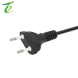 Cable de alimentación de dos núcleos con enchufe brasileño, 2 enchufes, extremo desnudo negro, estándar brasileño, eléctrico, de cobre puro - Product Image 4