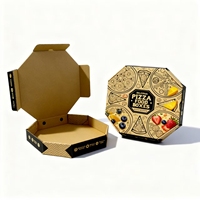 Boîte à pizza octogonale haut de gamme écologique en carton ondulé de qualité alimentaire, robuste et biodégradable, avec fentes pour une emballage sécurisé de la pizza