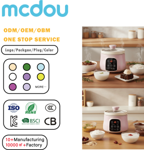 Olla de cocción lenta eléctrica inteligente mcdou de 250W 110V 220V con recipiente interior de cerámica para preparar sopa Tom Yum, <span class=keywords><strong>Minestrone</strong></span>, Miso, Tonjiru y Udon. - Product Image 1