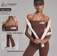 Combinaison de yoga sans manches en gros pour femme, une pièce, sans couture, moulante, séchage rapide, pour le sport, en Spandex