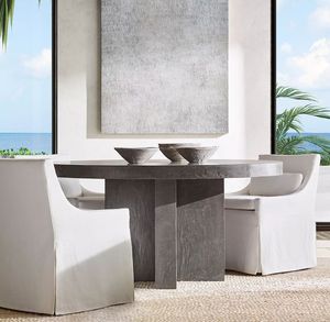 Mesa de Comedor para Jardín, Mesa de Comedor para Patio Exterior, Mesa de Comedor Redonda de Hormigón - Product Image 4