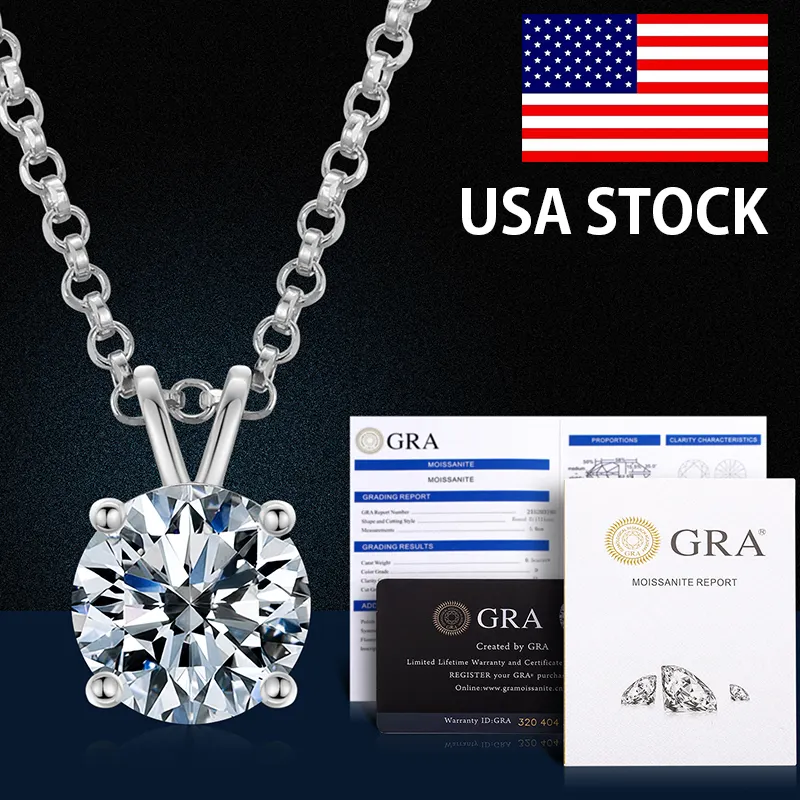 Almacén de EE. UU. Las mujeres joyería fina 100% de Plata de Ley 925 D VVS anillo solitario de diamante colgante collar