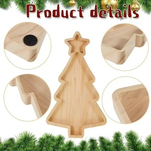 Wooden Christmas Tree <b>Tray</b> Natural Wood Color Serving Plate For <b>Snacks</b> And Candies Kids Party Decoration - Product Image 2